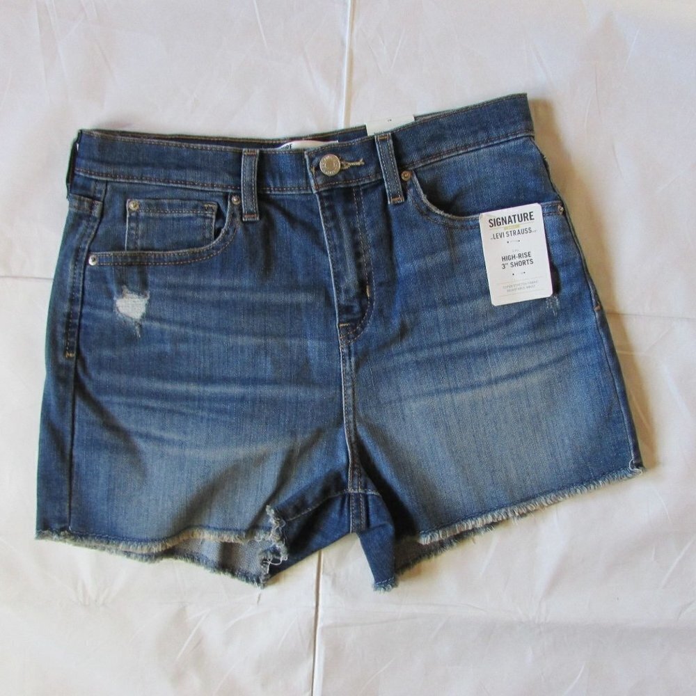 Signature Gold Levi Strauss Girl's 18 High Rise Cut-Off Short - Funnel Cake Blue